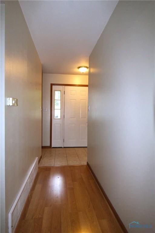 doorway featuring light hardwood / wood-style floors