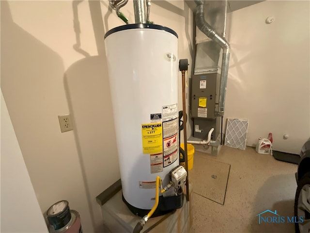 utility room with water heater