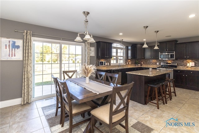 view of tiled dining area