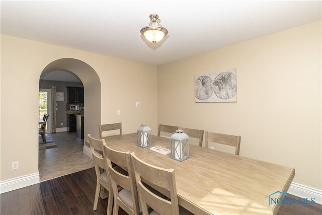 dining area featuring dark hardwood / wood-style floors