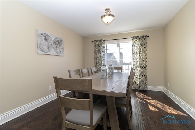 dining area featuring dark wood-type flooring