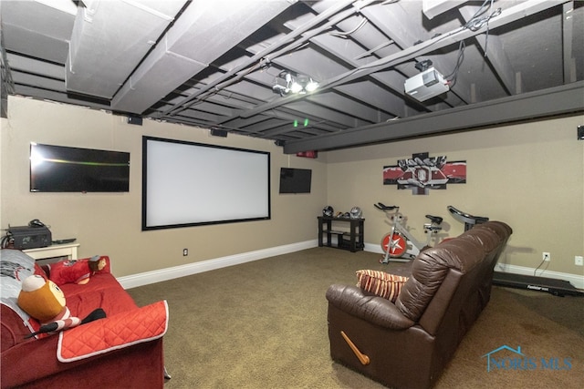 view of carpeted home theater room