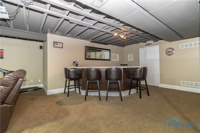 bar with dark colored carpet