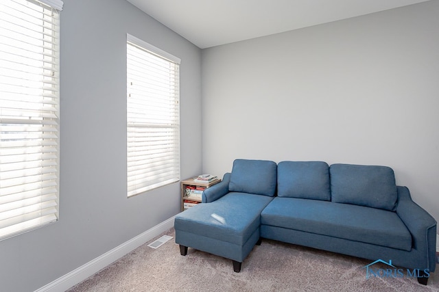 living room with carpet