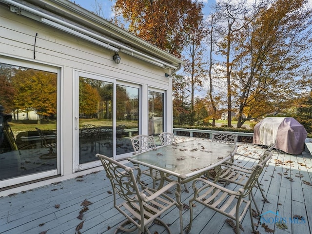 deck featuring grilling area