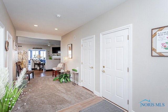 interior space with hardwood / wood-style floors