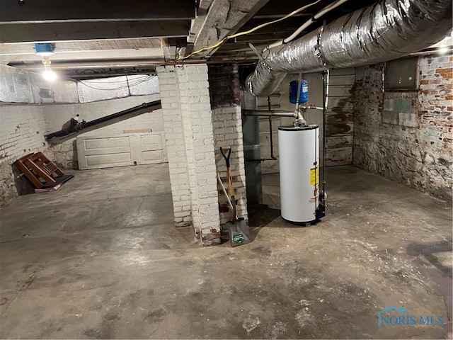 basement with water heater