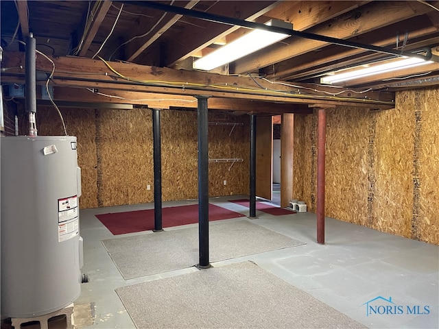 basement featuring water heater