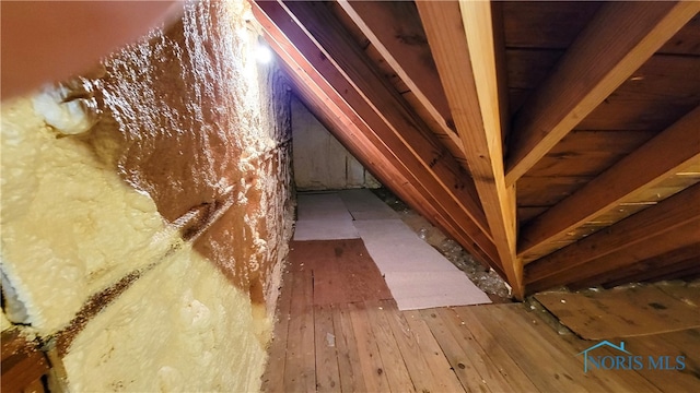 view of unfinished attic