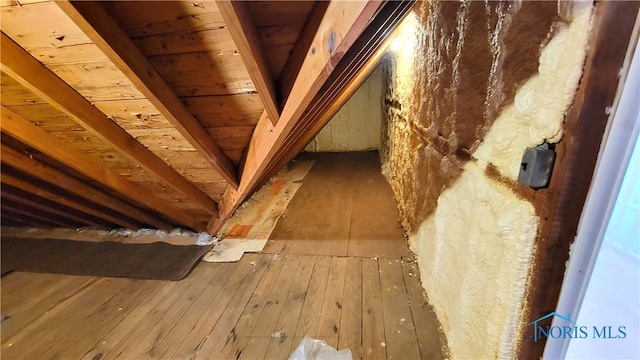 view of unfinished attic