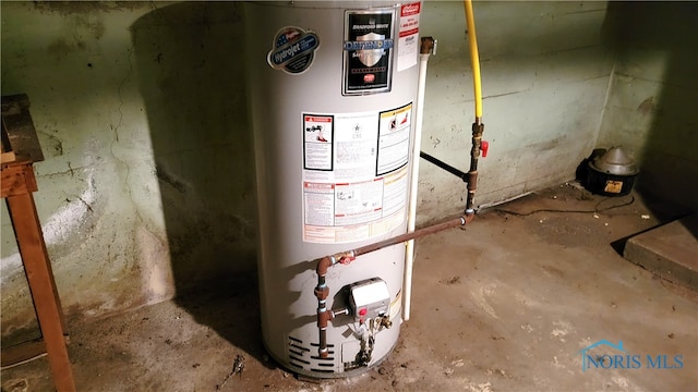 utility room with gas water heater