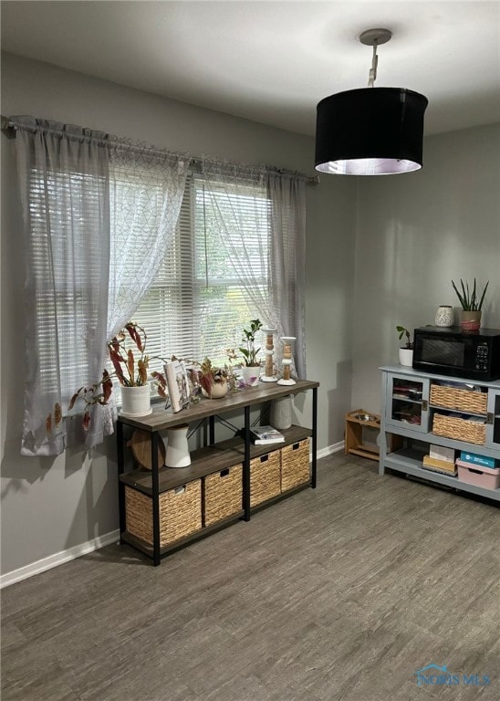 dining area featuring dark hardwood / wood-style floors