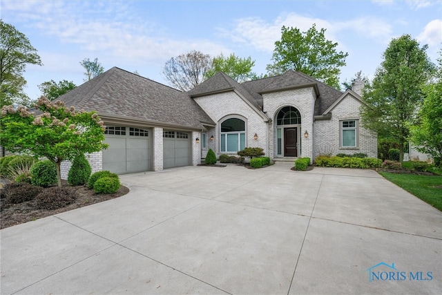 french country home featuring a garage