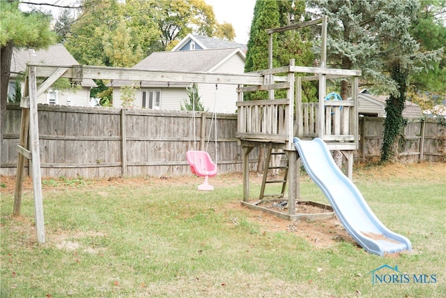 view of play area with a yard