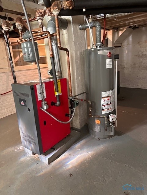 utility room with water heater