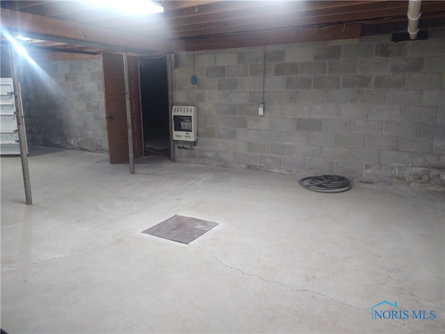 basement with heating unit