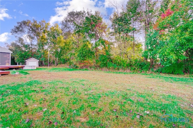 view of yard featuring an outdoor structure