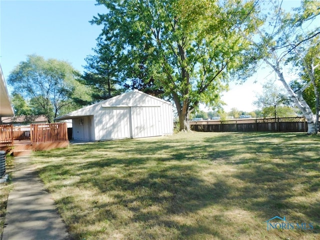 view of yard with a deck