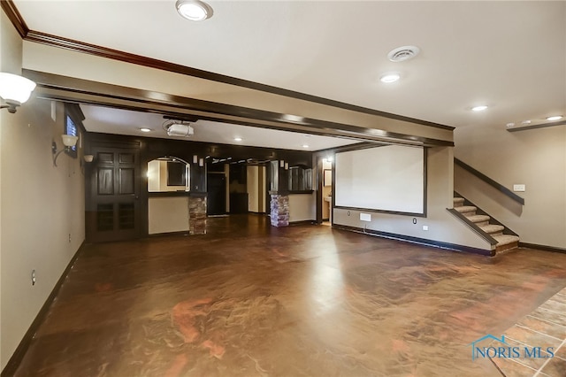 interior space featuring crown molding