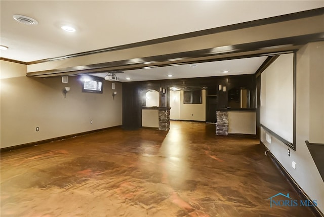 basement with ornamental molding