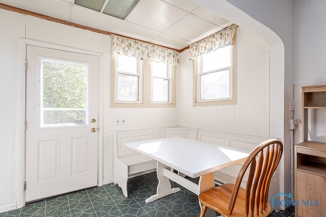 view of tiled dining space