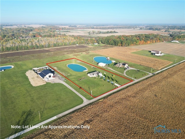 aerial view with a rural view