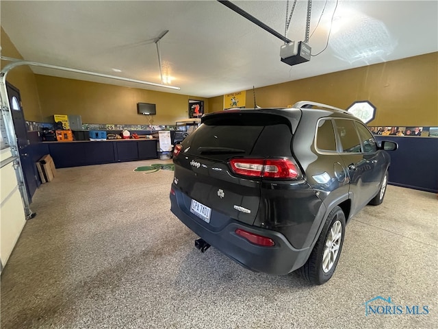 garage with a garage door opener