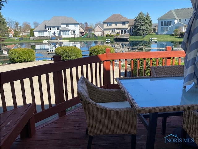 deck with a water view