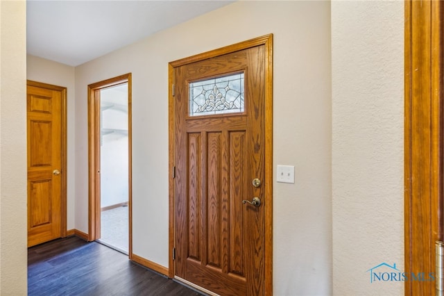 foyer featuring dark hardwood / wood-style floors