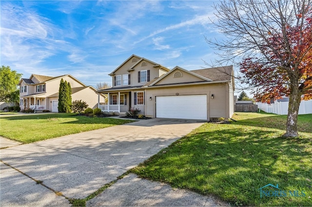 view of front of property featuring a front yard and a porch