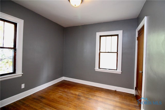 empty room with wood-type flooring and a wealth of natural light