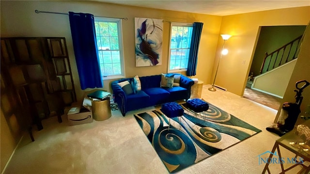 2263 Country Squire Ln, Toledo, OH 43615 - living area featuring carpet floors and stairs