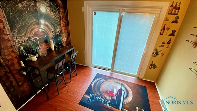 doorway to outside featuring hardwood / wood-style flooring