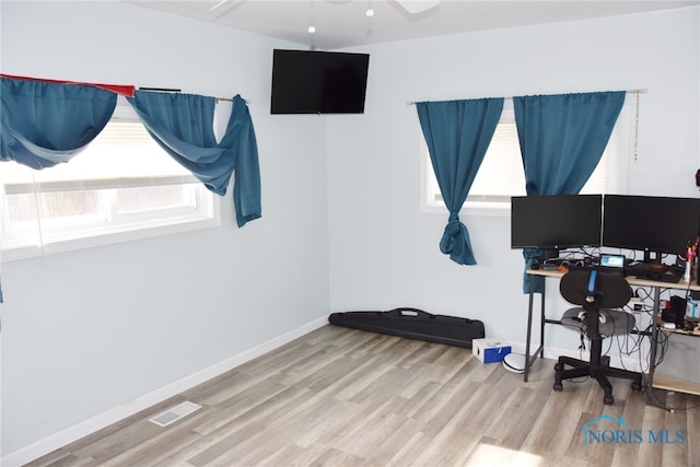 office featuring hardwood / wood-style flooring