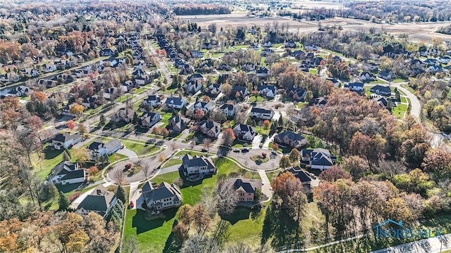 aerial view with a residential view