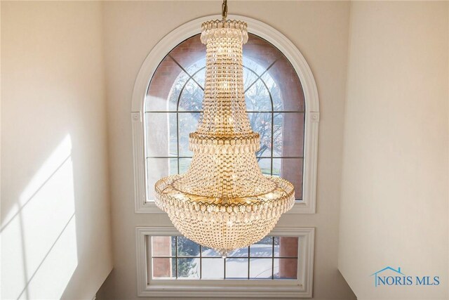 room details with an inviting chandelier