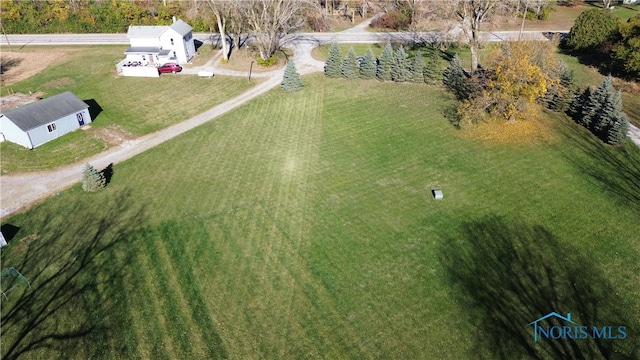 bird's eye view with a rural view