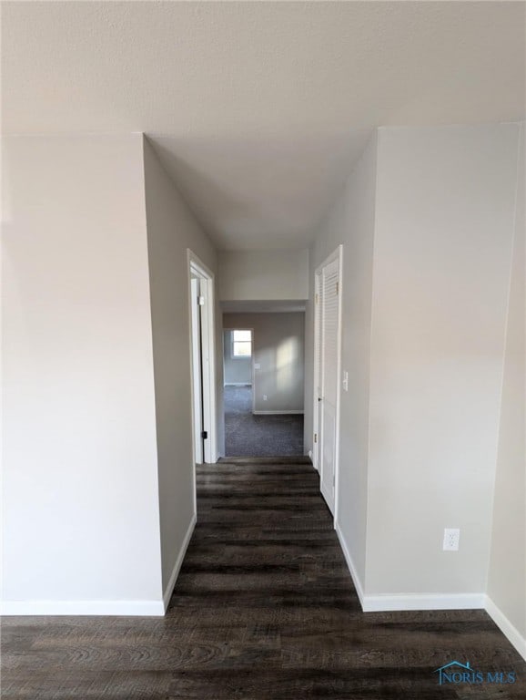 corridor featuring dark hardwood / wood-style floors