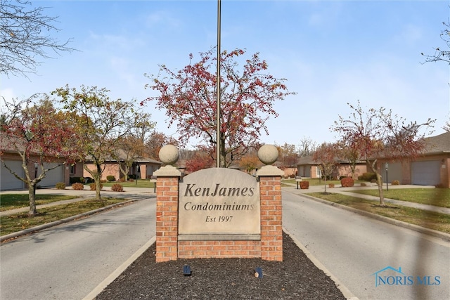 view of community sign