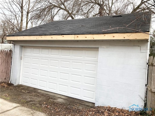 view of garage