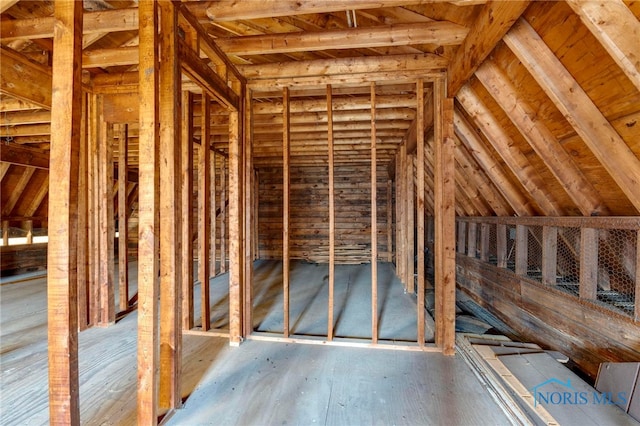 view of unfinished attic