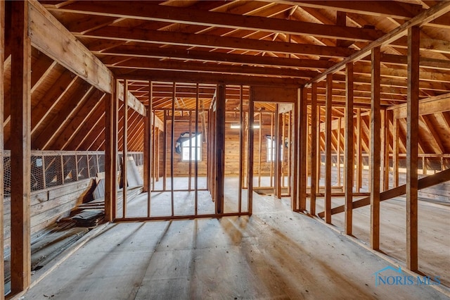 view of unfinished attic