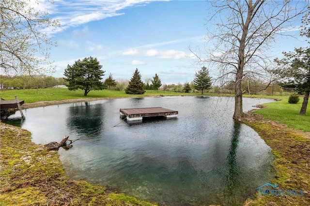 property view of water featuring a floating dock