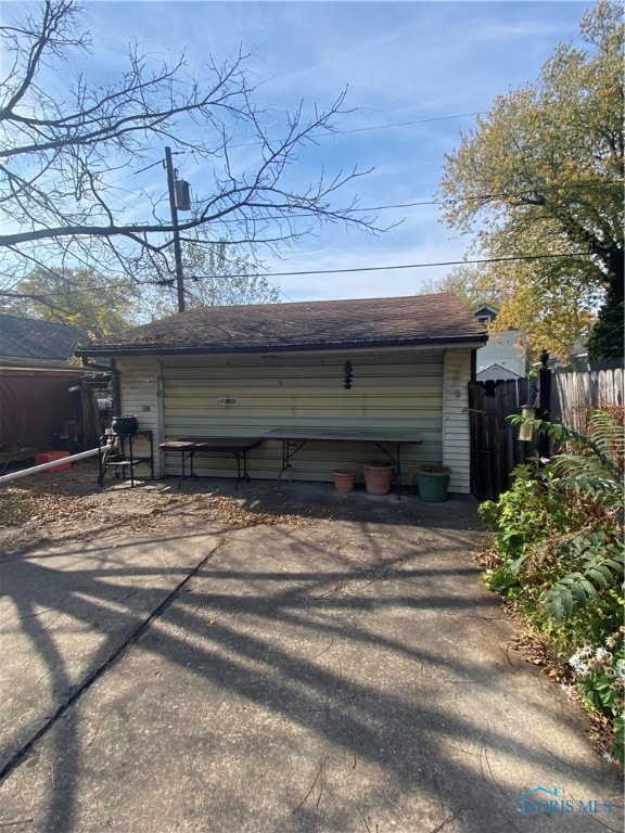 view of garage