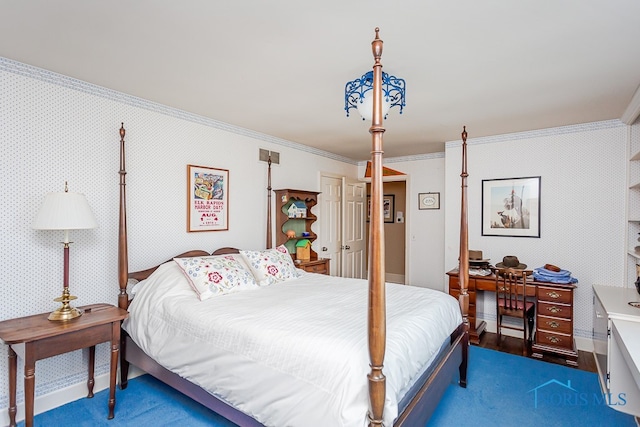 bedroom featuring ornamental molding