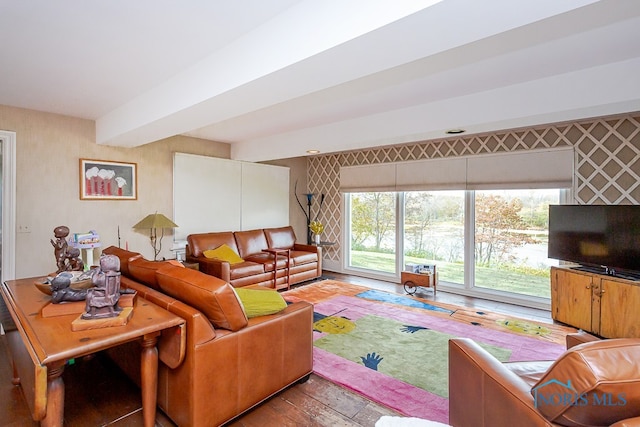 living room with wood-type flooring