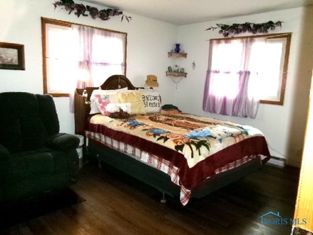 bedroom featuring dark hardwood / wood-style flooring