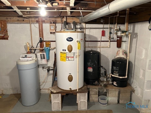 utility room with water heater