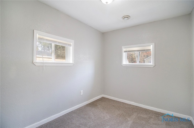 carpeted spare room featuring a healthy amount of sunlight