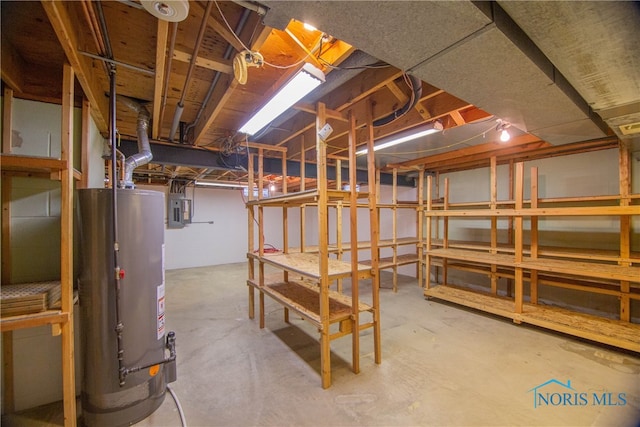 basement with water heater